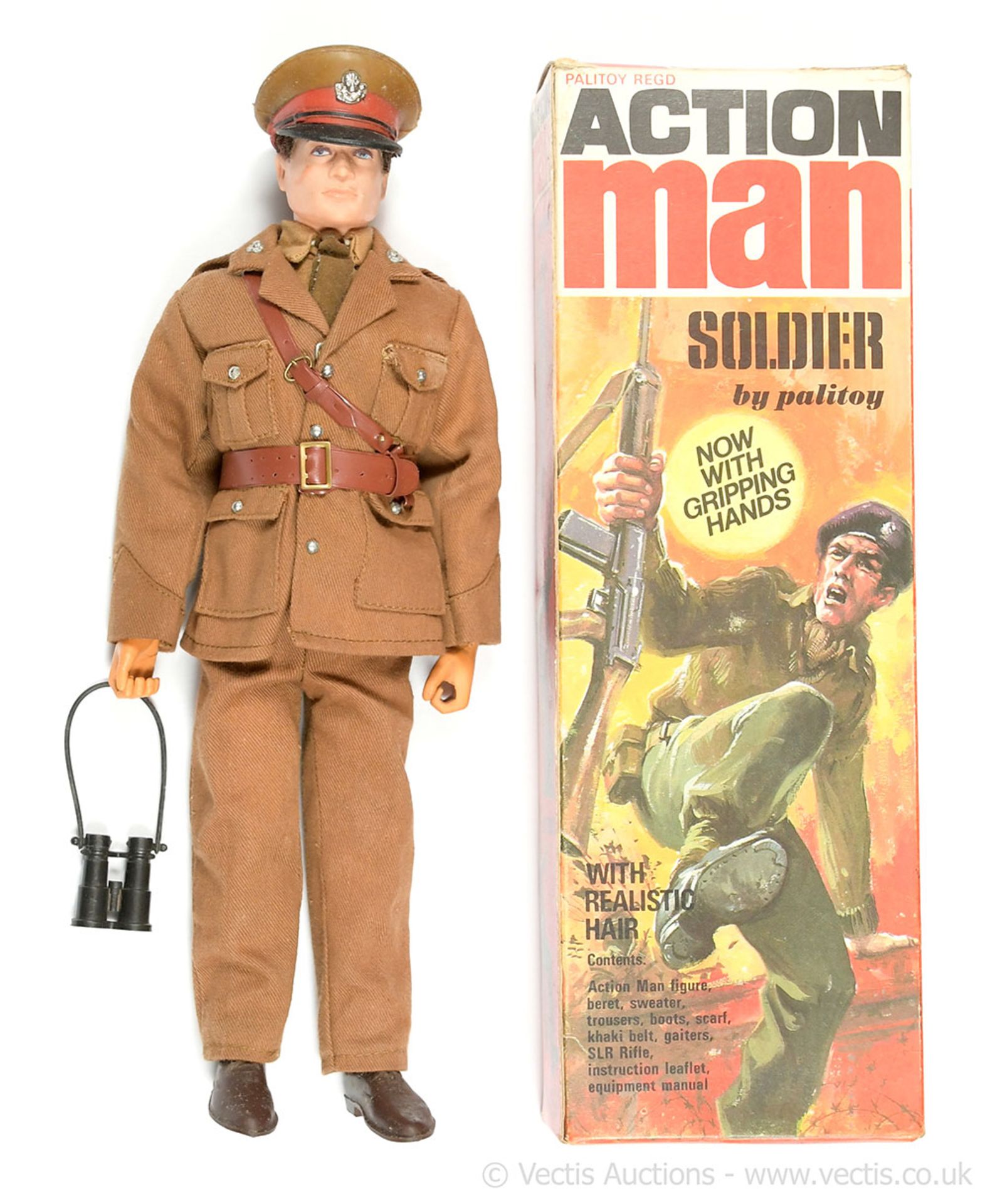 Palitoy Action Man Vintage Officer - flock head