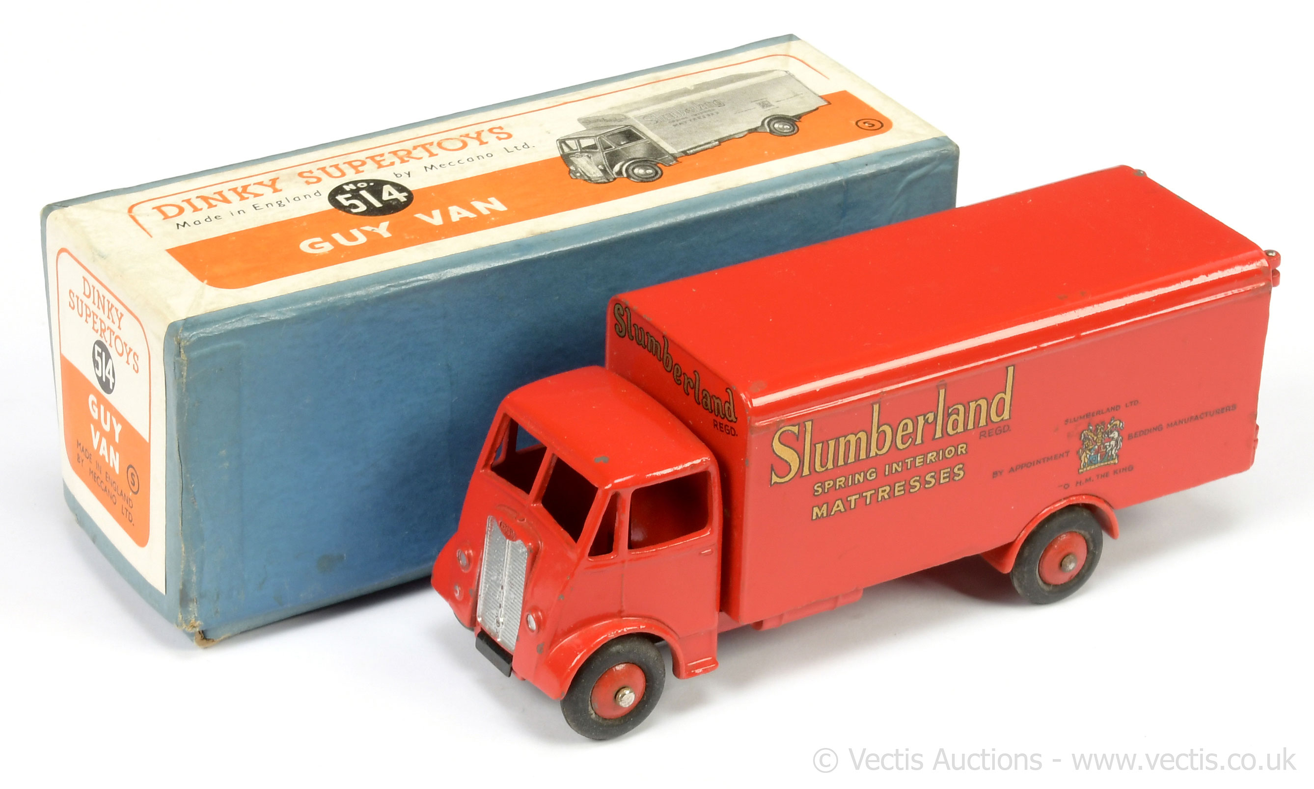 Dinky 514 Guy "Slumberland" Delivery Van - red