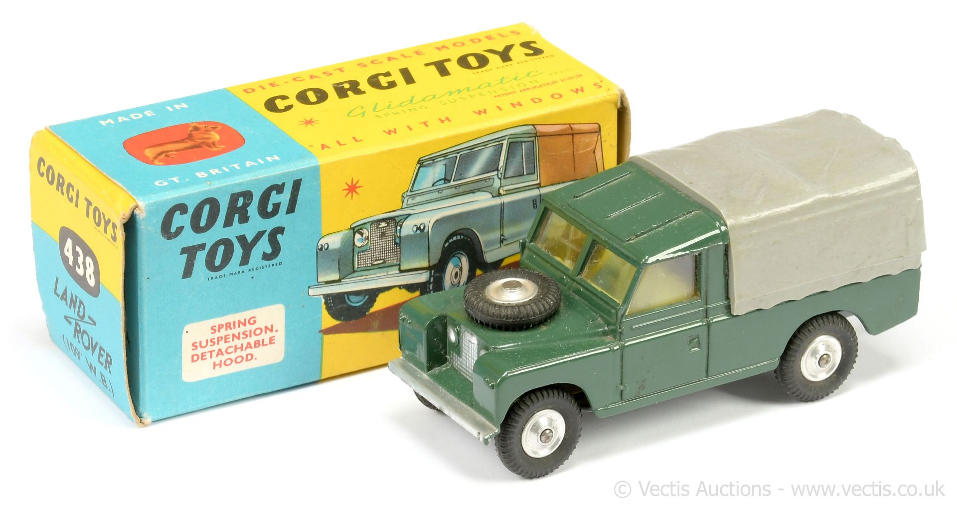 Corgi 438 Land Rover (109WB) - green body, grey