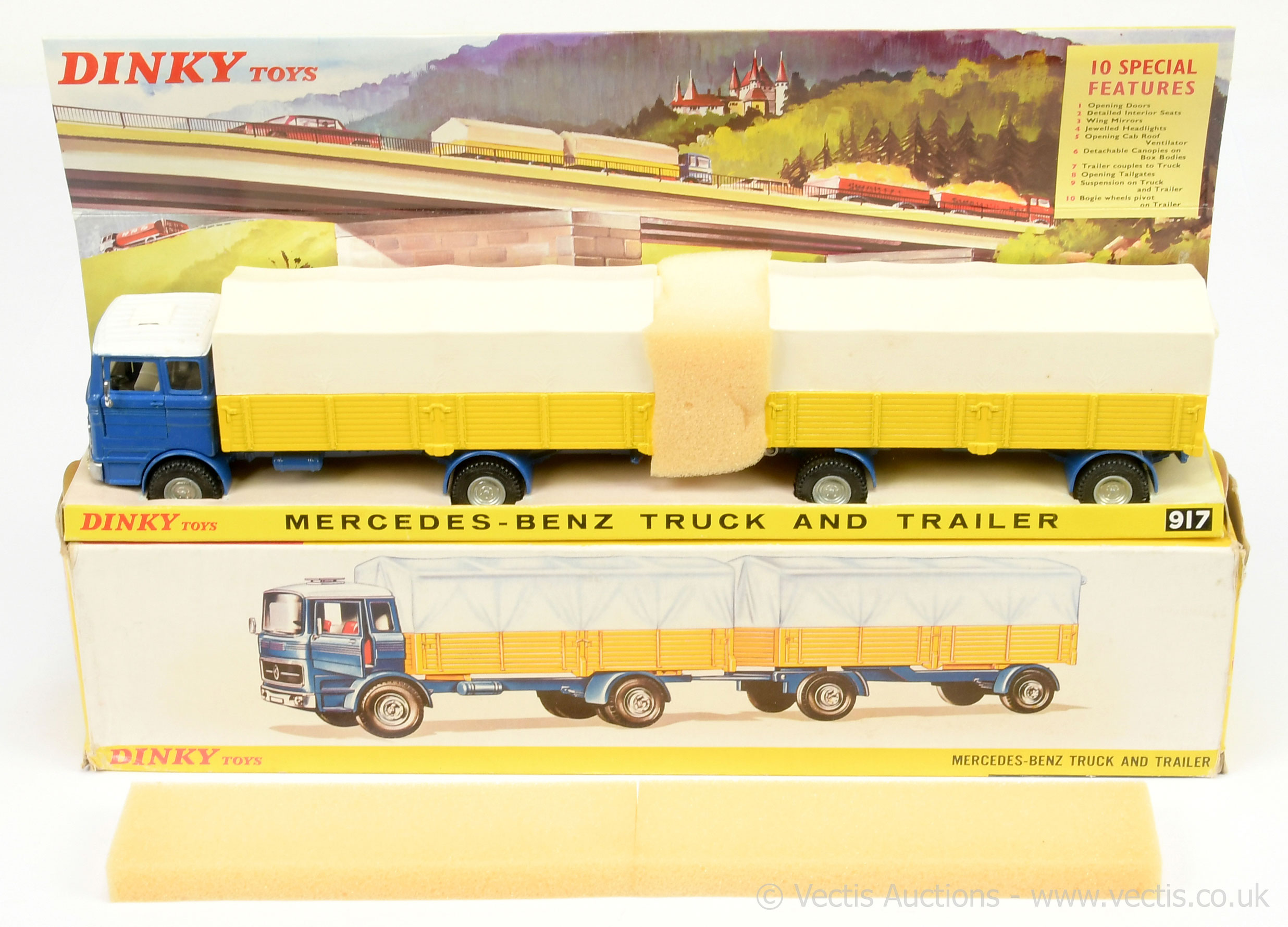 Dinky 917 Mercedes Truck & Trailer - blue cab