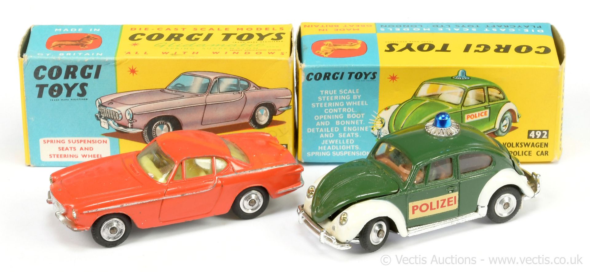 PAIR inc Corgi 228 Volvo P1800 - orange/red