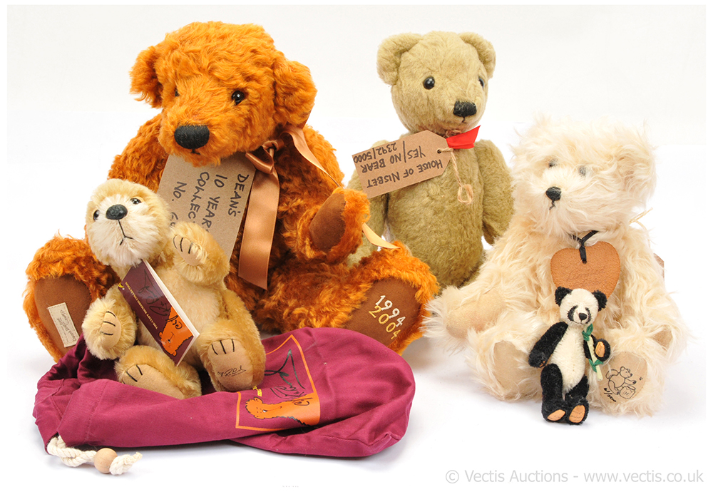 GRP inc Five collectable mohair teddy bears