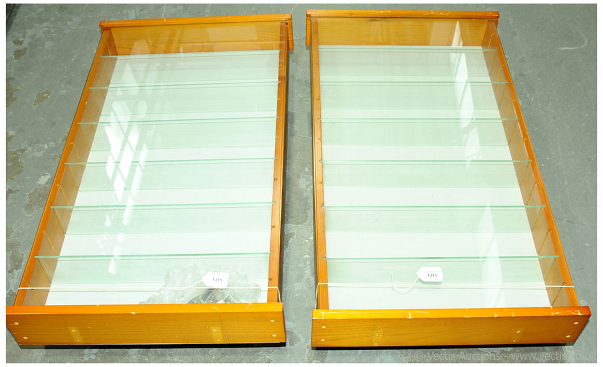 Pair Of Wood & Glass Display Cabinets. Both Are