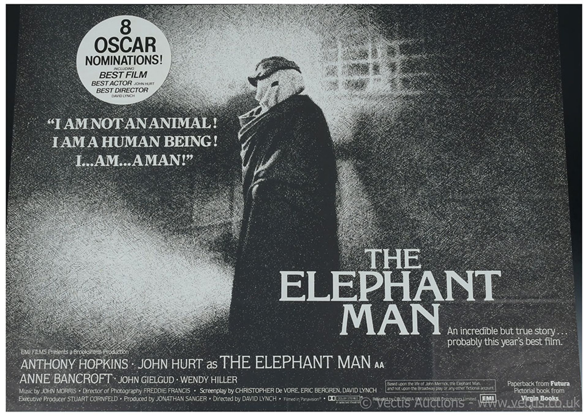 The Elephant Man 1980 British Quad poster, has