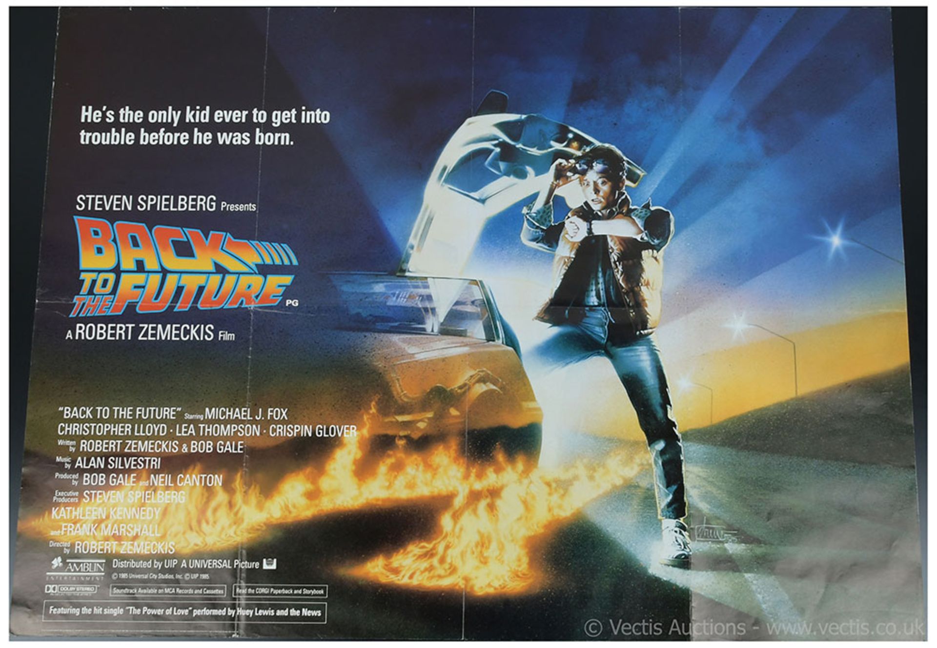 Back to the Future 1985 British Quad poster, has 