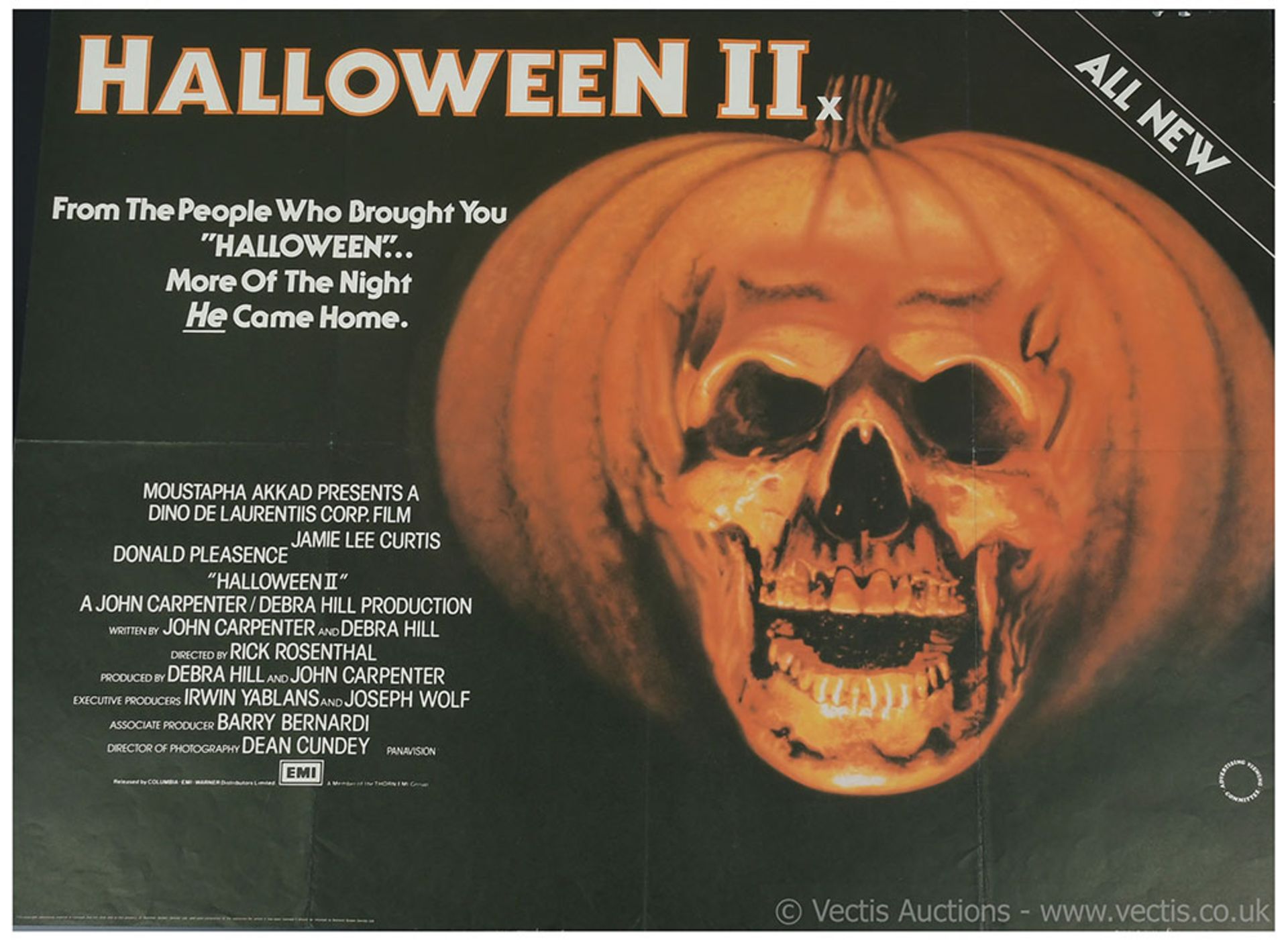 Halloween II 1981 British Quad poster, has been