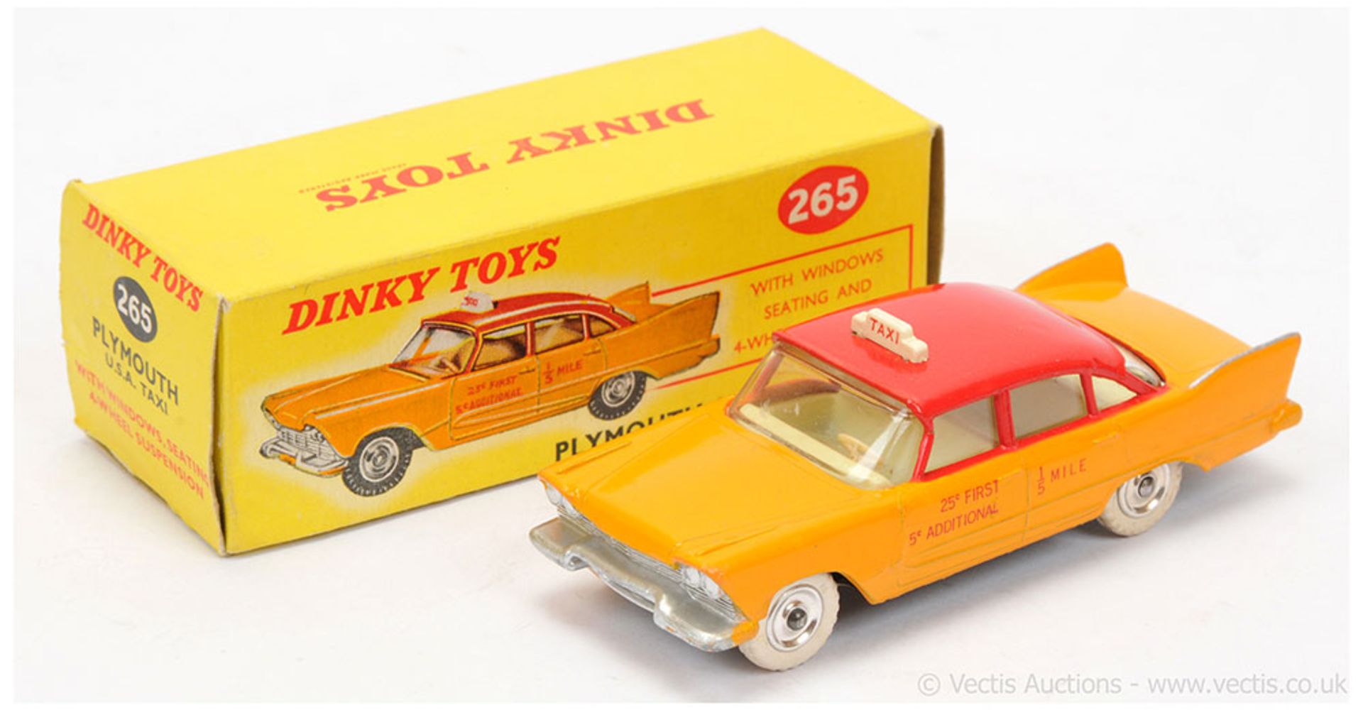 Dinky 265 Plymouth Plaza "USA Taxi" - yellow,