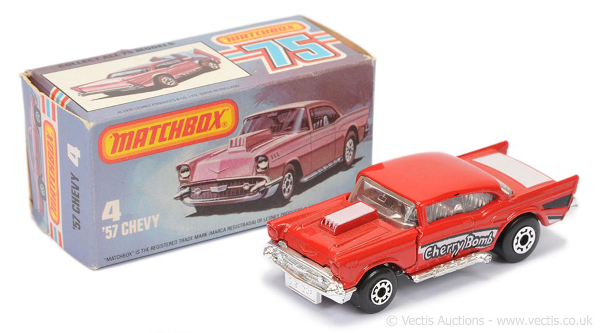 Matchbox Superfast 4d '57 Chevy - red body with