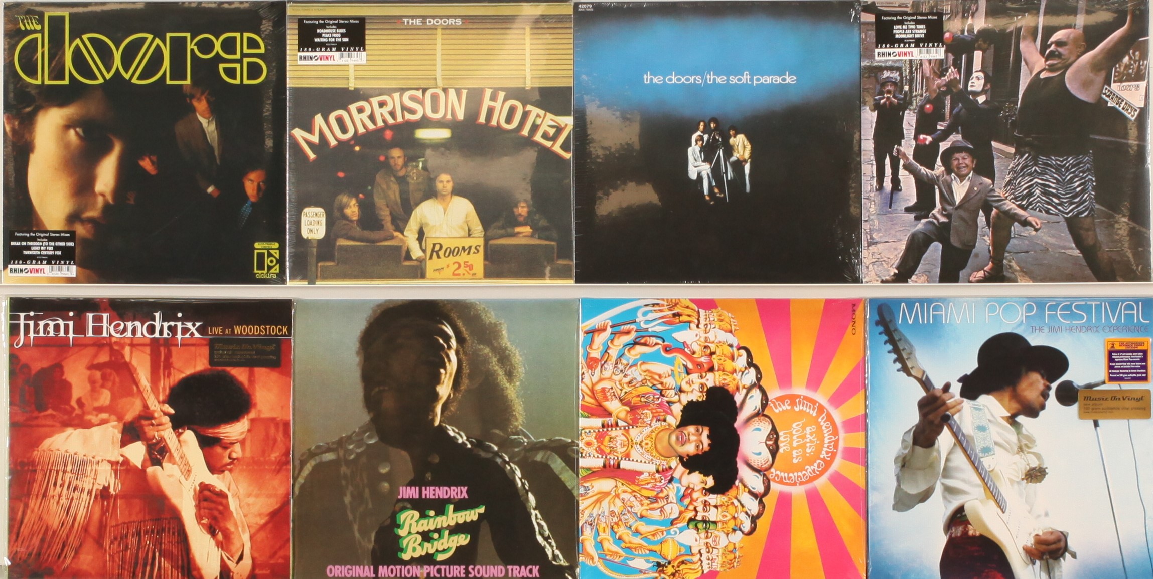 Collection of Recent Issue Jimi Hendrix and The Doors LPs, Jimi Hendrix titles to include (1) Rai...
