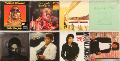 A collection of Recent Issue Michael Jackson And Stevie Wonder LPs; Michael Jackson titles to inc...