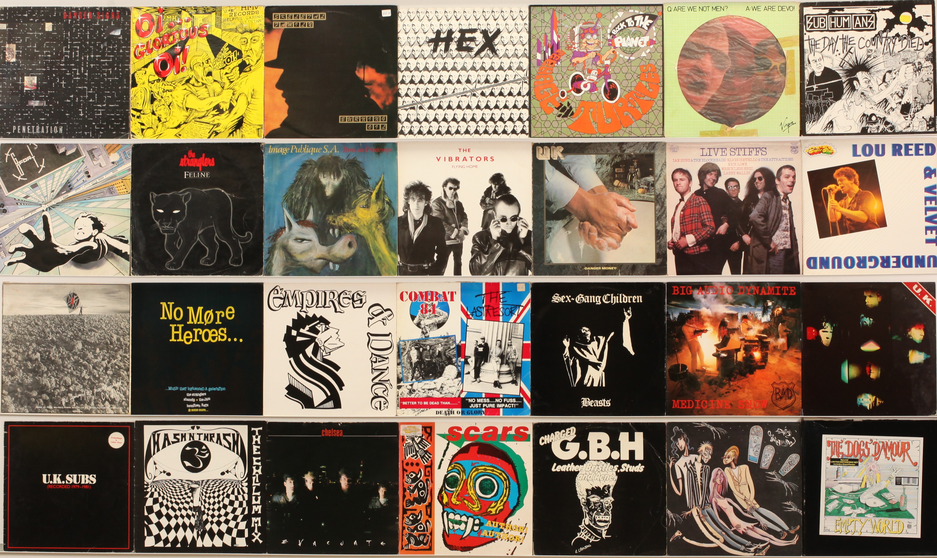 A collection of Punk LPs and 12"