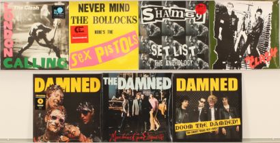 A collection of Recent Issue Punk LPs to include (1) Sham 69 - Set List The Anthology (2013 UK Pr...