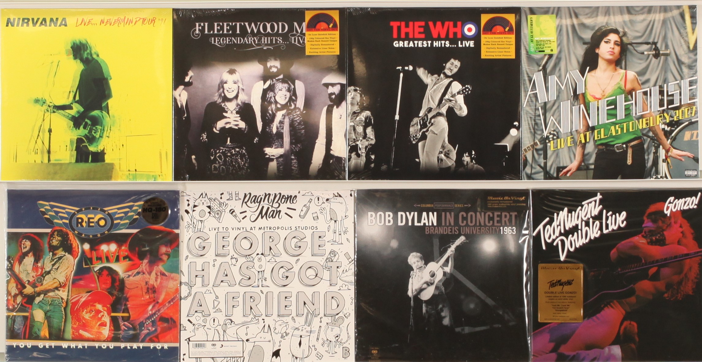 A collection of Recent Issue Live Album LPs and 12" to include (1) Nirvana - Live... Nevermind To...