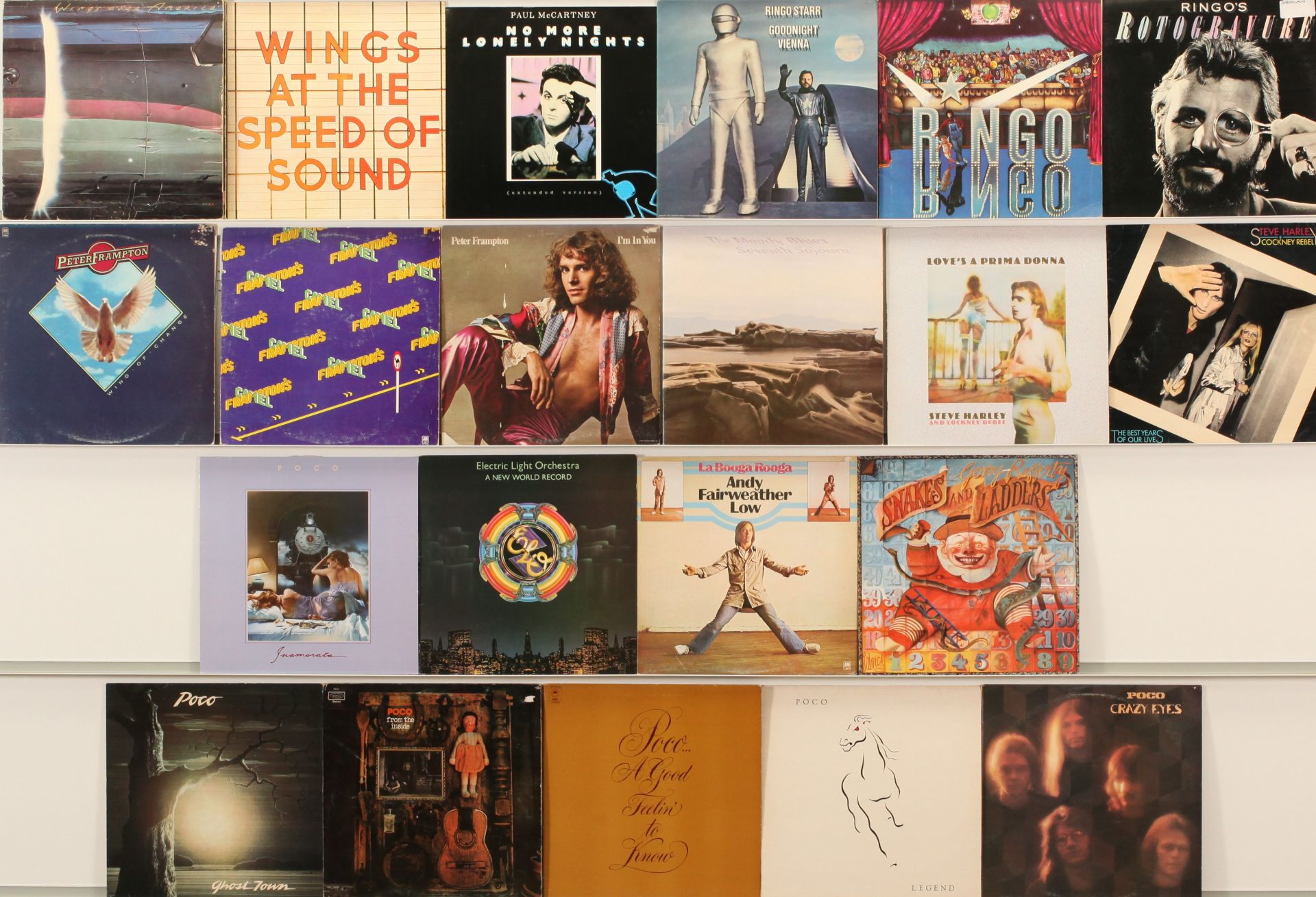 A collection of Rock and Soft Rock LPs and 12"