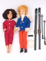 Pedigree Sindy pair of vintage dolls, 1965: (1) brunette, Frosty Night, some pin pricks /scratche...
