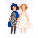 Pedigree Sindy pair of vintage dolls, brunette and MIE blonde, 1963