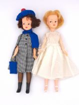 Pedigree Sindy pair of vintage dolls, brunette and MIE blonde, 1963