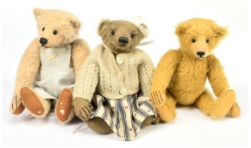 Artist designed teddy bear trio