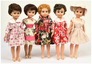 Rosebud teenage fashion vintage dolls x five, 1960s