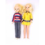 Pedigree Sindy pair of vintage side part hair dolls, 1969, blonde