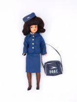 Pedigree mini Sindy Air Hostess vintage brunette doll, 1966,