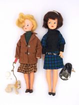 Pedigree Sindy pair of vintage dolls, brunette and a blonde, 1963
