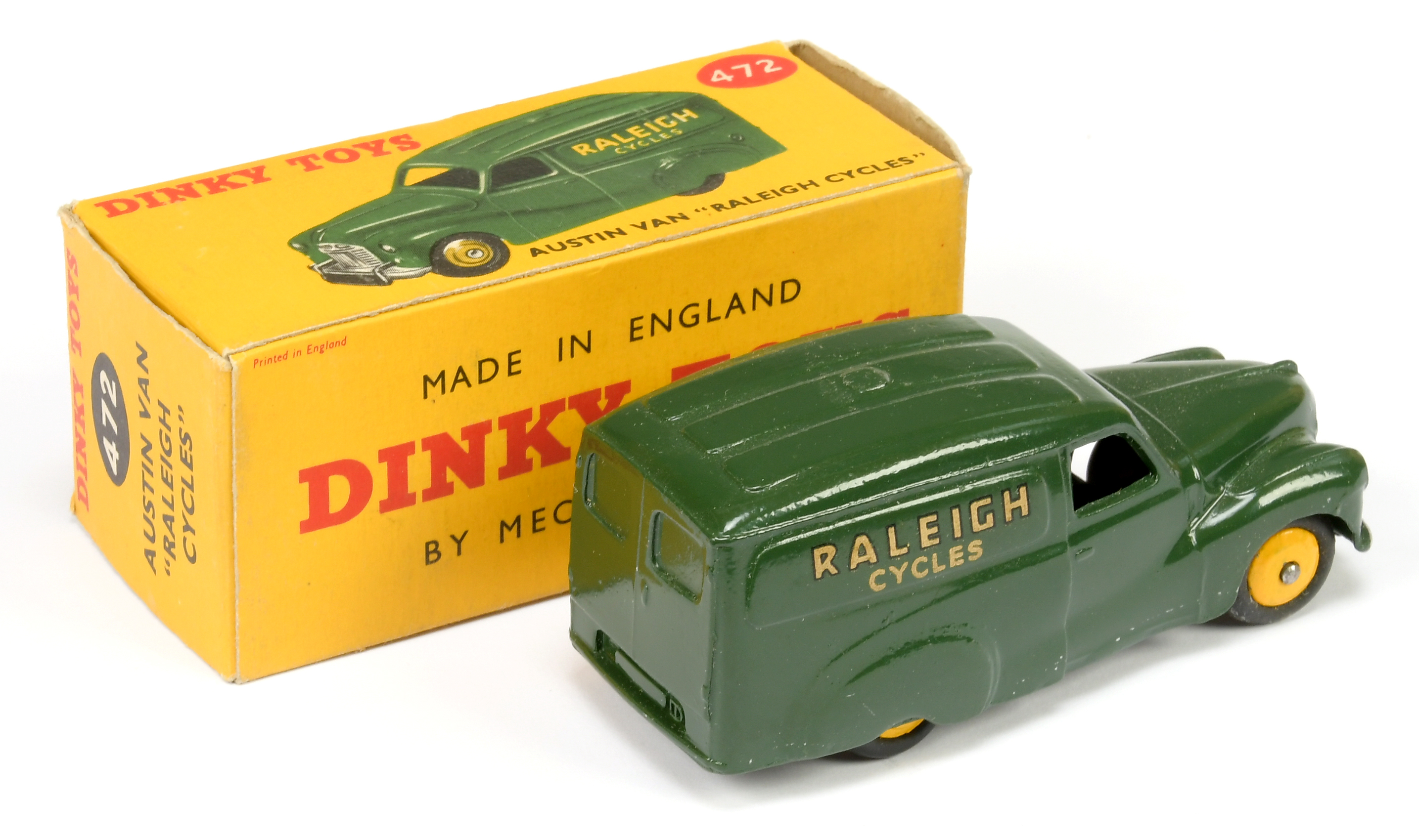 Dinky 472 Austin Van "Raleigh Cycles " green with yellow - Image 2 of 2