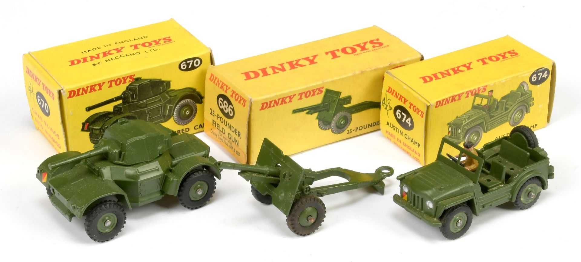 Dinky Military a group of 3 to include (1) 670 Armoured car