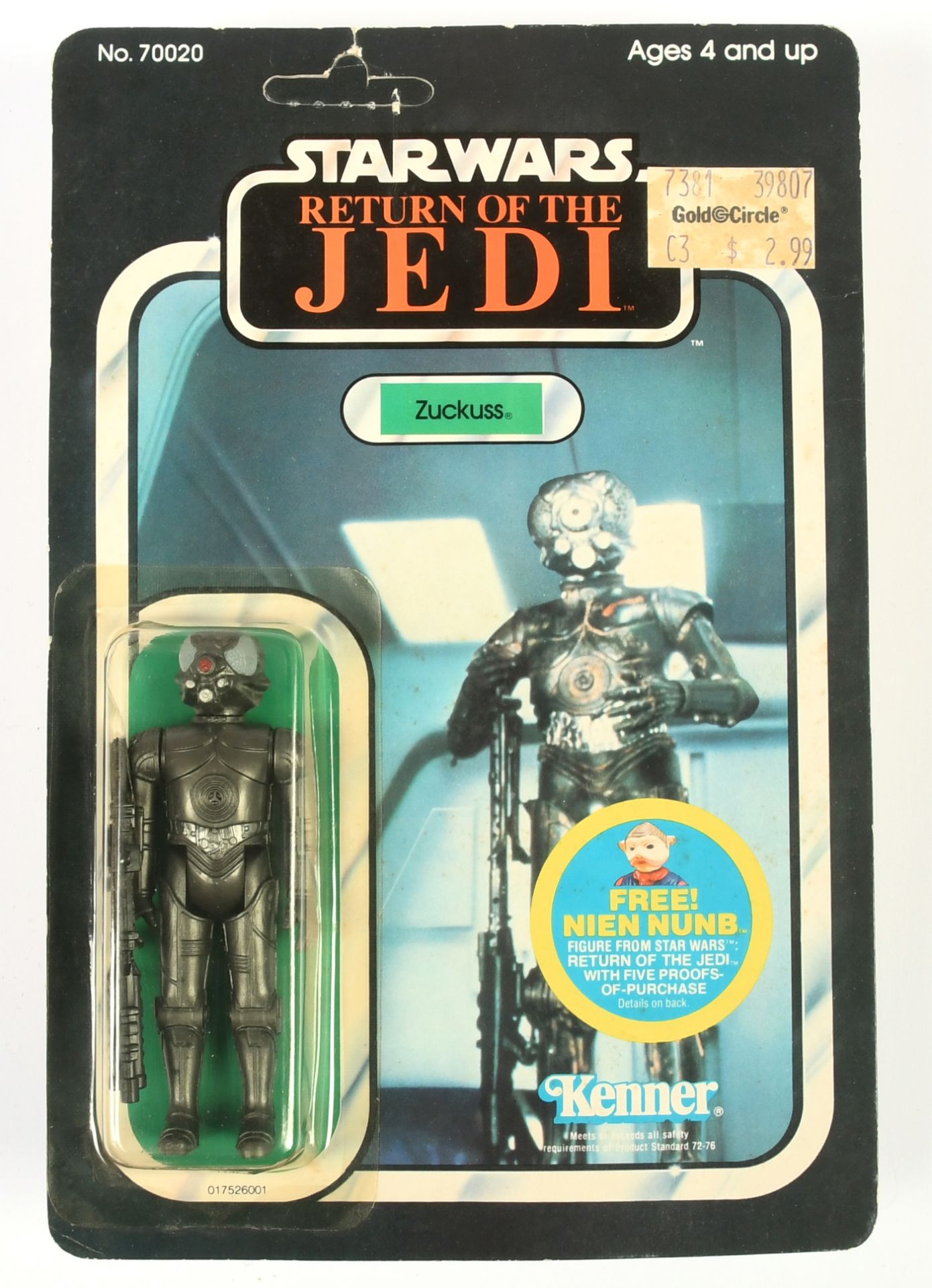 Kenner Star Wars vintage Return of the Jedi Zuckuss 3 3/4" figure MOC