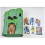 Quantity of modern Mattel Masters of the Universe action figures and Castle Grayskull play area