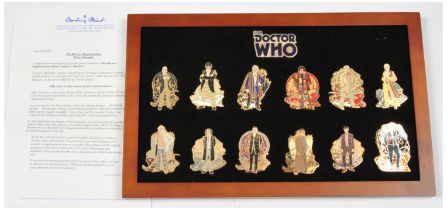 Danbury Mint Doctor Who Regenerations Deluxe Enamel Pin badge set.