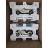 Franklin Mint, a partially boxed (Polystyrene only) pair of 1:24 scale 1938 Jaguar SS-100 models