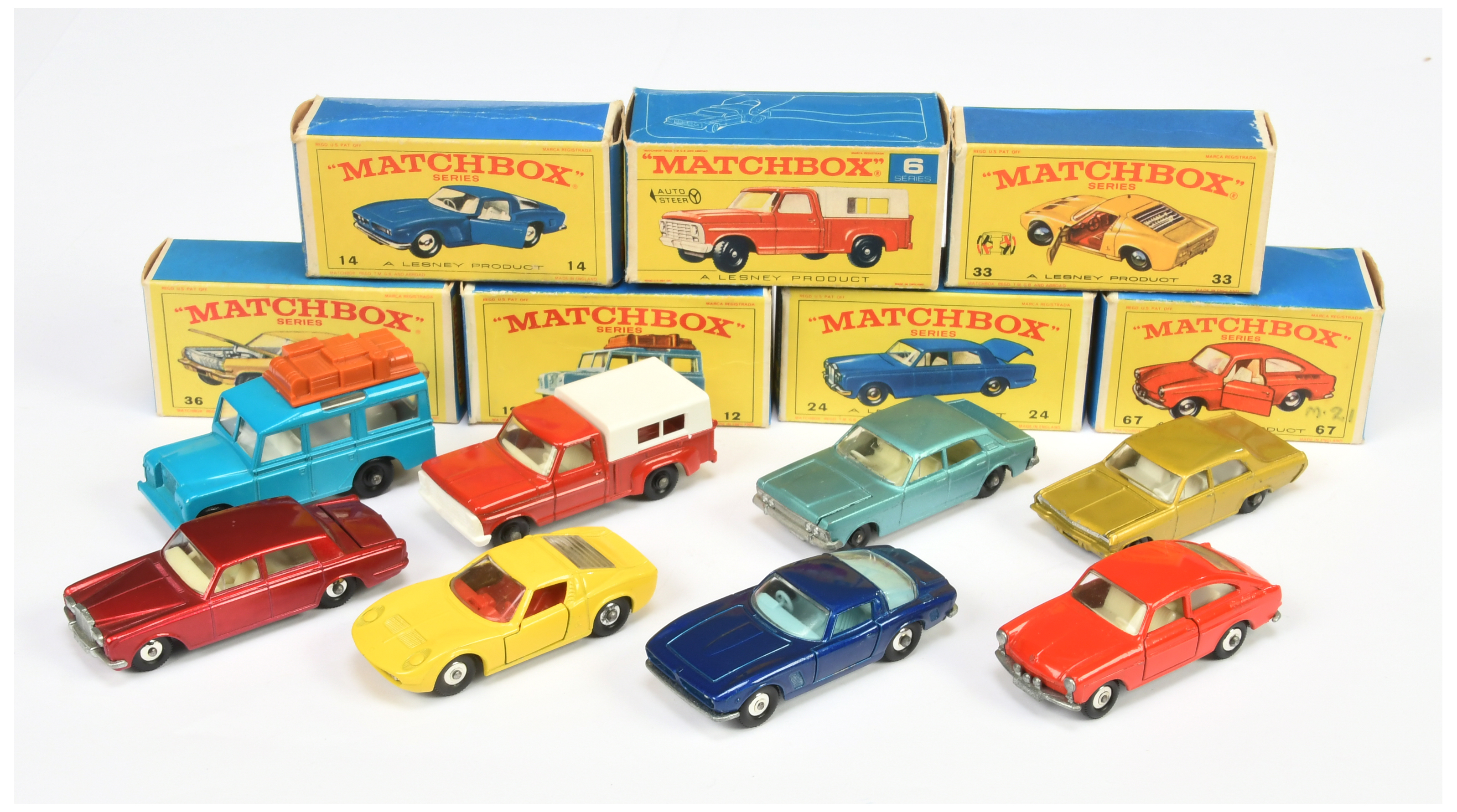 Matchbox Regular Wheels group of late 1960's issue cars