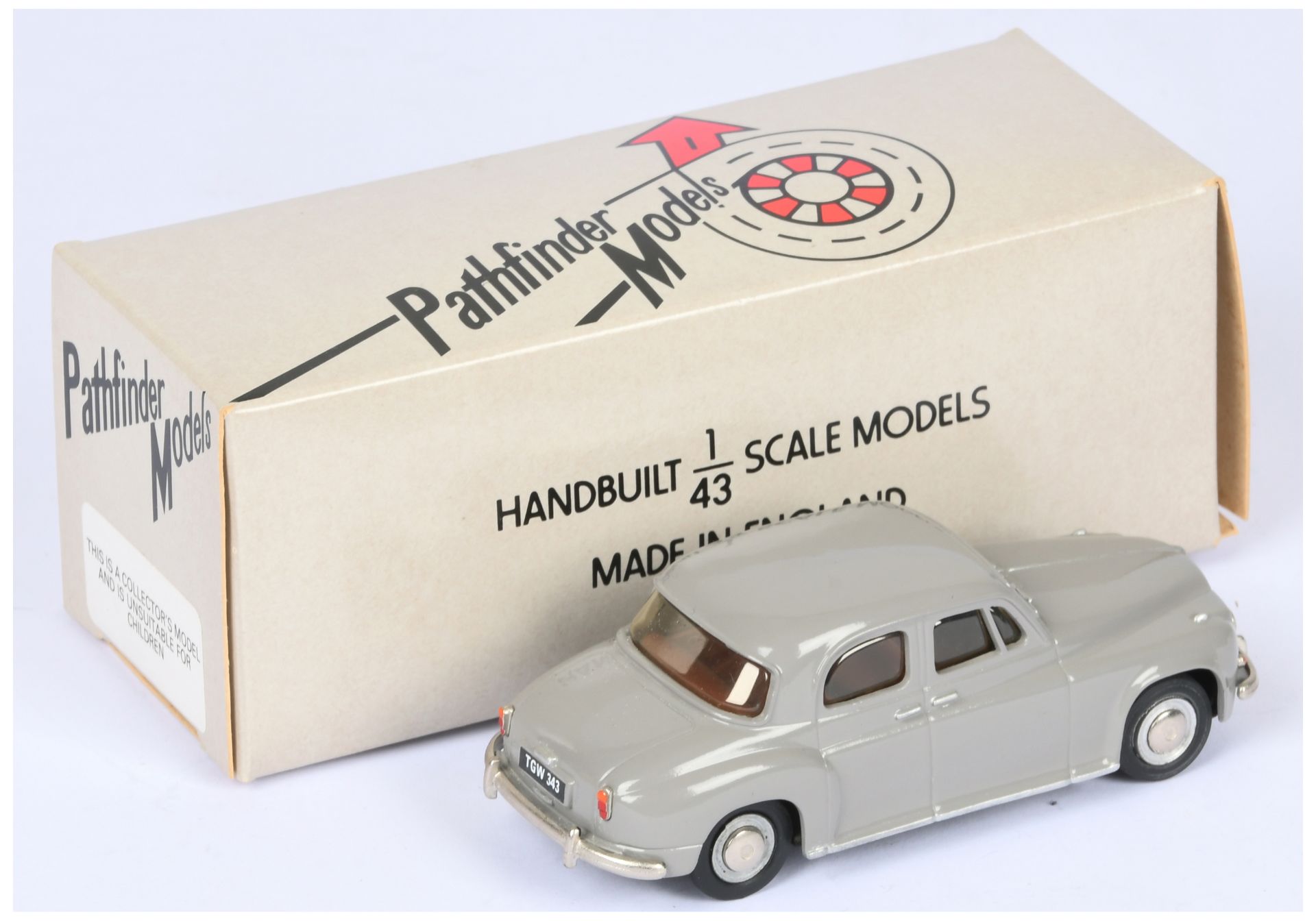 Pathfinder Models 1/43rd scale PFM2 1956 Rover 90 - grey with dark brown interior and chrome trim...