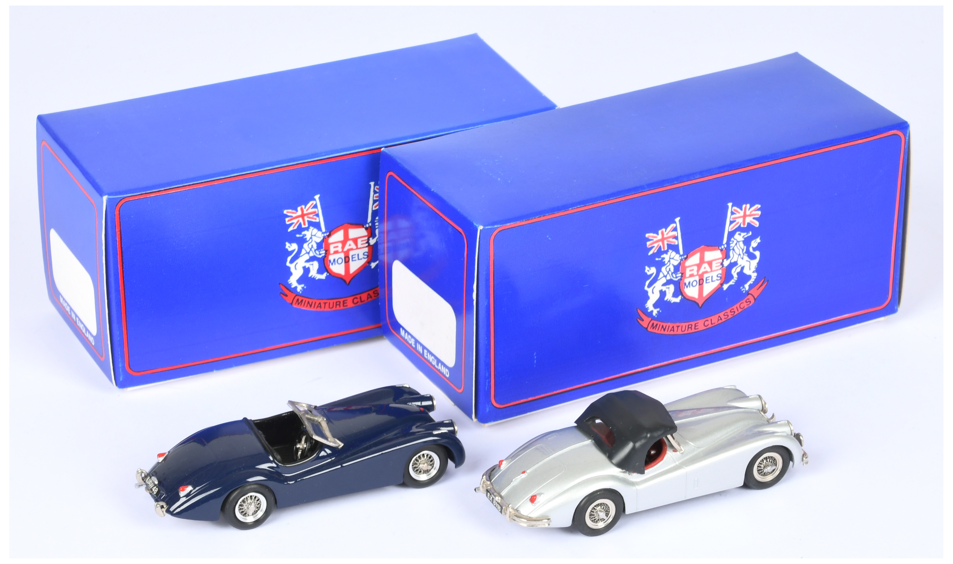 RAE Models Jaguar Collection pair (1) GSK 001B Jaguar XK120 GS001A - dark blue, wire wheels (2) G... - Image 2 of 2