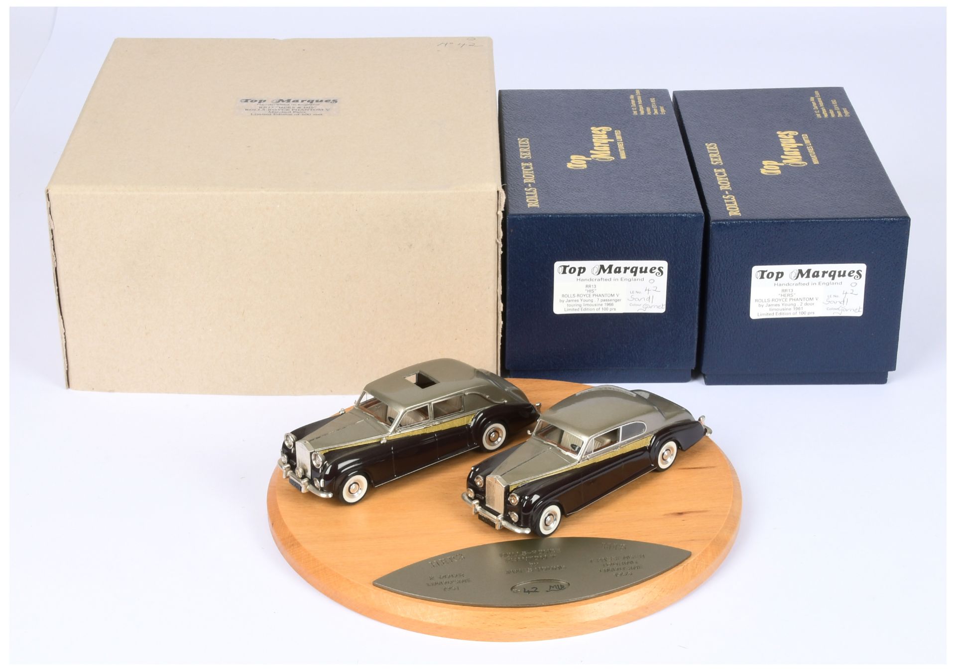 Top Marques RR13 1/43rd scale "His & Hers" Rolls Royce Set Phantom V by James Young comprising 19...