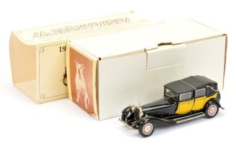 Mini Marque 43 US No 9a 1931 Bugatti Type 41 Royale RHD - black, yellow door panels, chrome trim ...