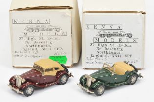 Kenna Models pair (1) MG TD dark red body, cream hood - 201/600 (2) MG TD (open-top) dark green, ...