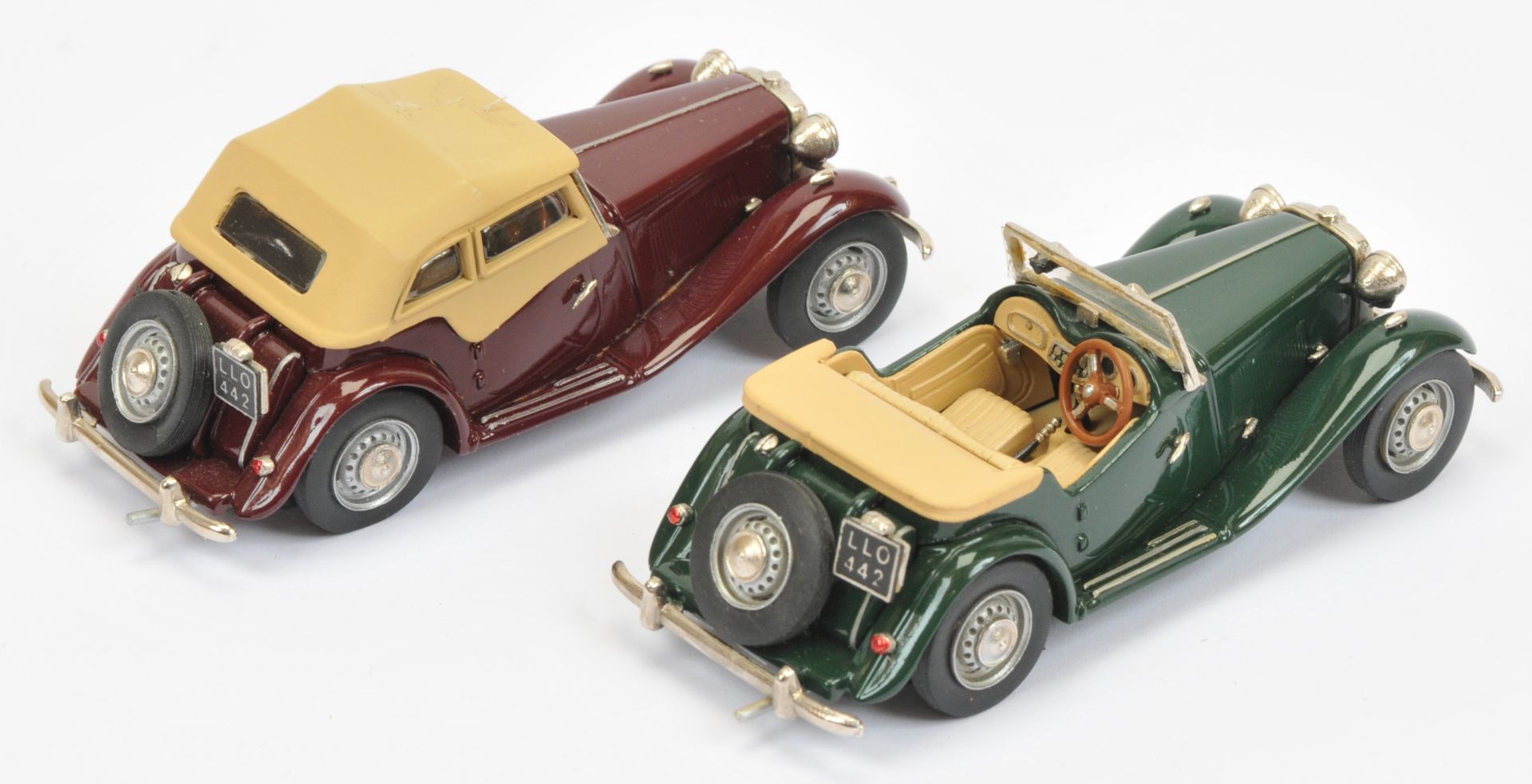 Kenna Models pair (1) MG TD dark red body, cream hood - 201/600 (2) MG TD (open-top) dark green, ... - Image 2 of 2