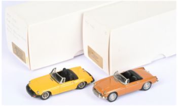 RAE Models MG Collection pair (1) KE010D 1975 MGB Open - yellow (2) KE011A MGC Roadster - Bracken...