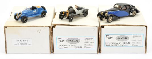 M.C.M models group (1) Ref.20 Bugatti 5 Litres 1912 - black, grey (front wheel detached, other lo...