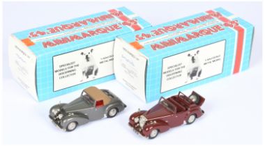 Mini Marque 43 pair (1) UK 4A 1947 Triumph Roadster( - Open - maroon (2) UK 4B similar but Top Up...