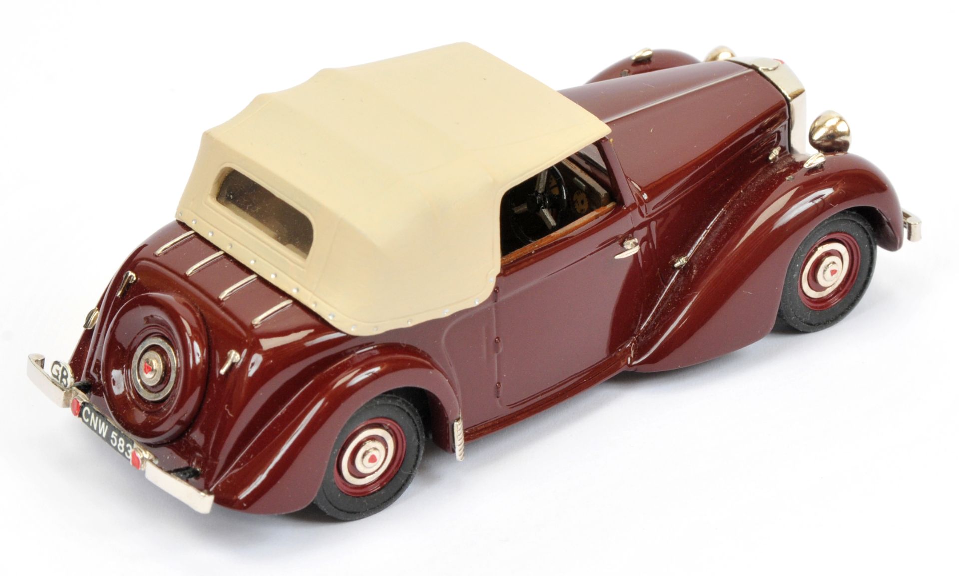 J&M Classics TA14 Alvis Drophead - maroon, tan interior, dark cream hood (Number 95) - Near Mint ... - Image 2 of 2