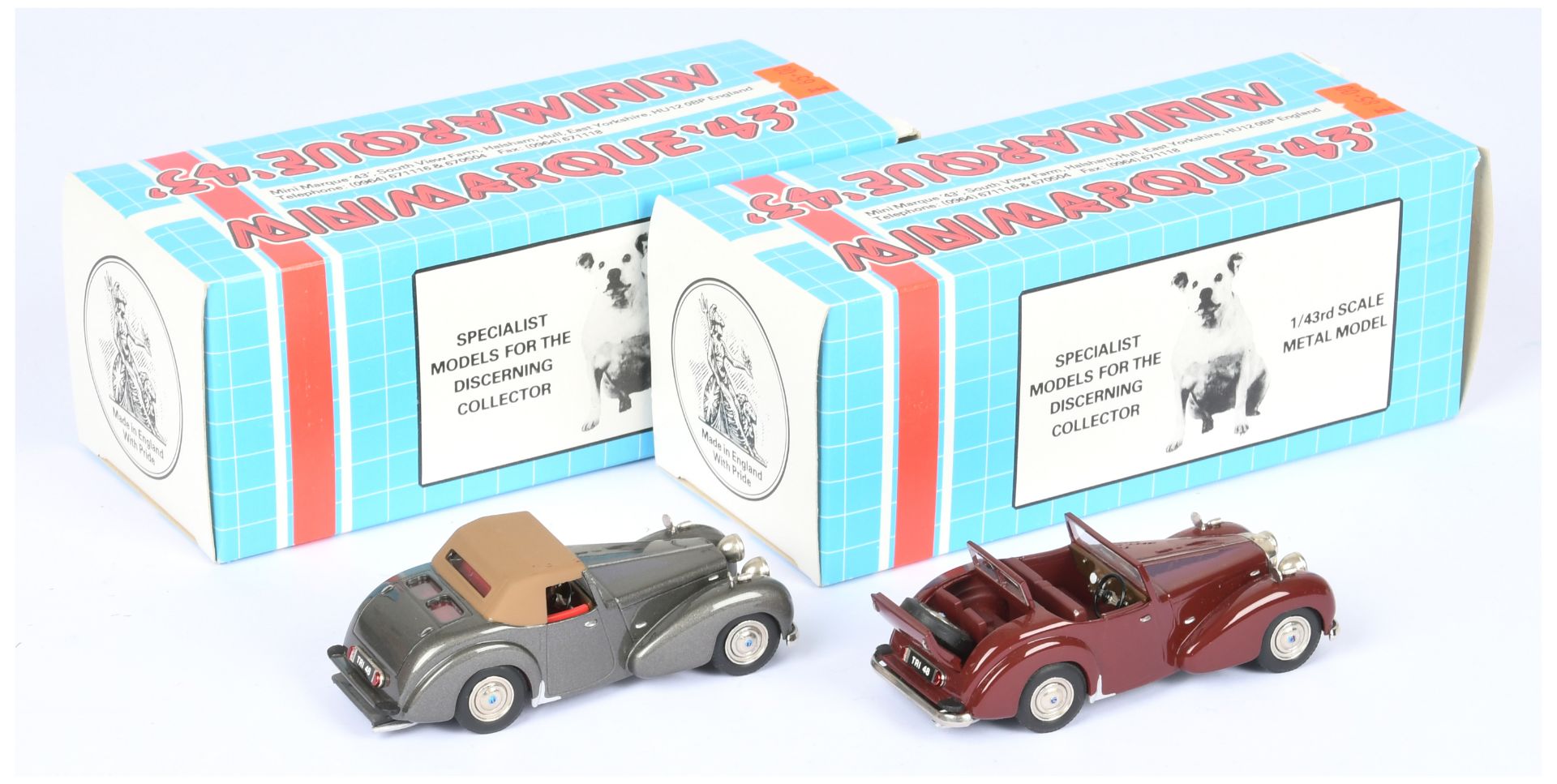 Mini Marque 43 pair (1) UK 4A 1947 Triumph Roadster( - Open - maroon (2) UK 4B similar but Top Up... - Image 2 of 2