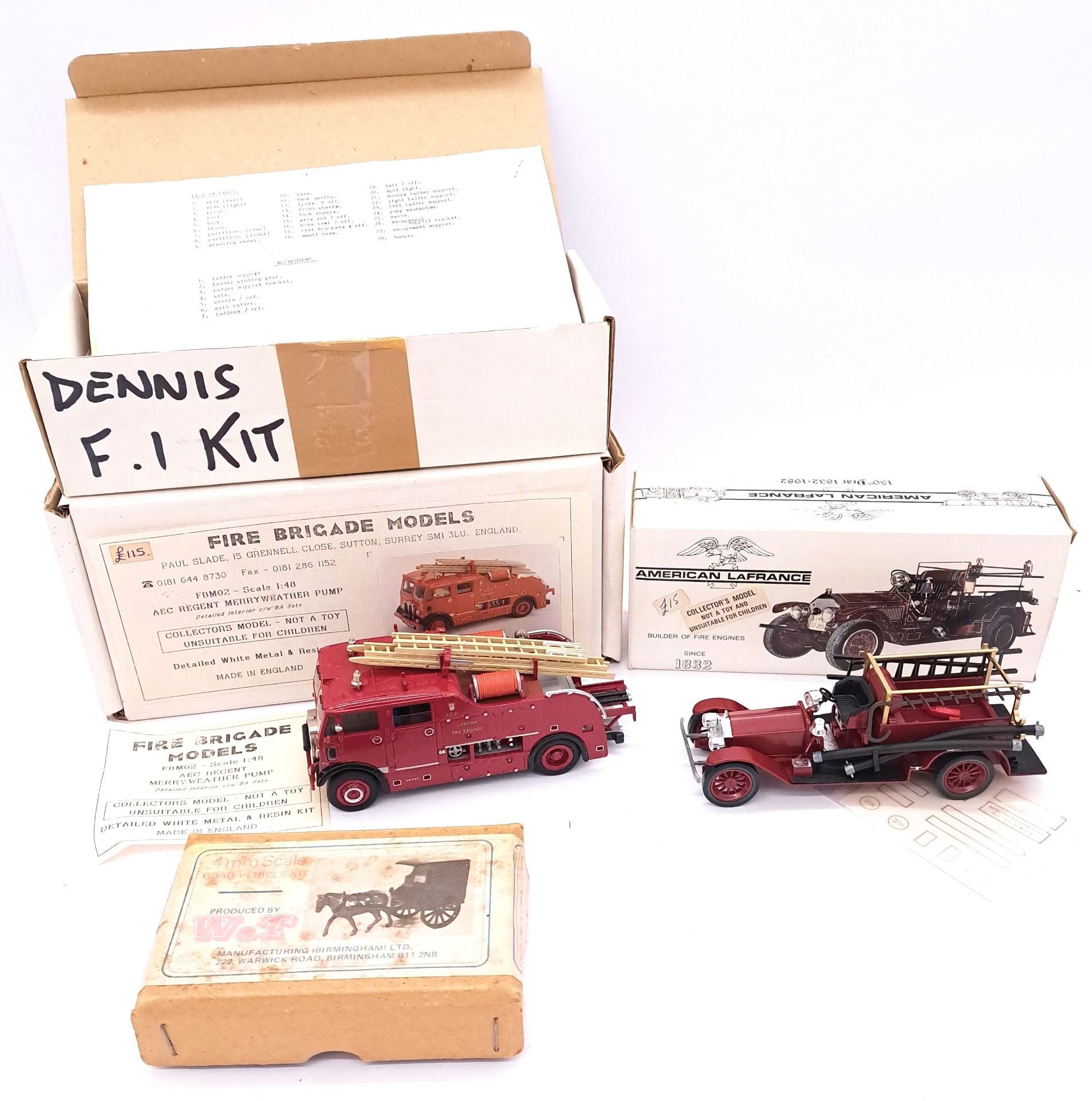 Conrad, W&T, Fire Brigade Models and similar, a group of White metal and Resin