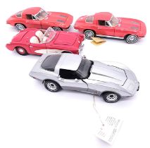 Franklin Mint, a partly boxed group of 1:24 scale Corvette models