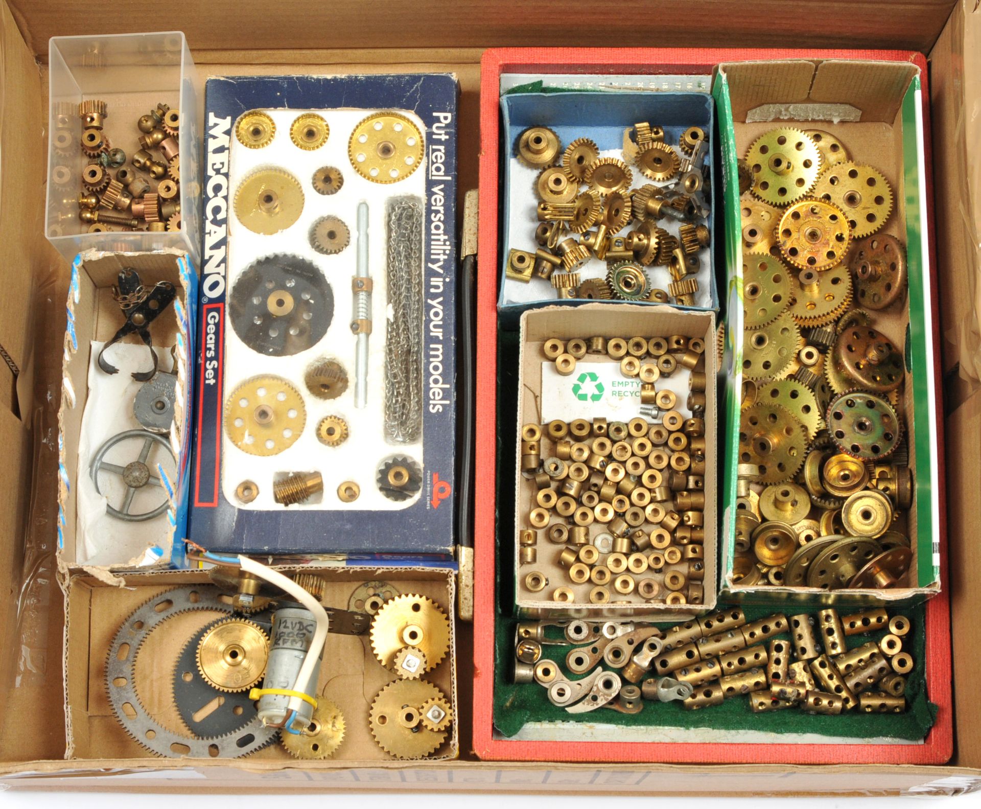 Meccano qty of gears & other brass components.