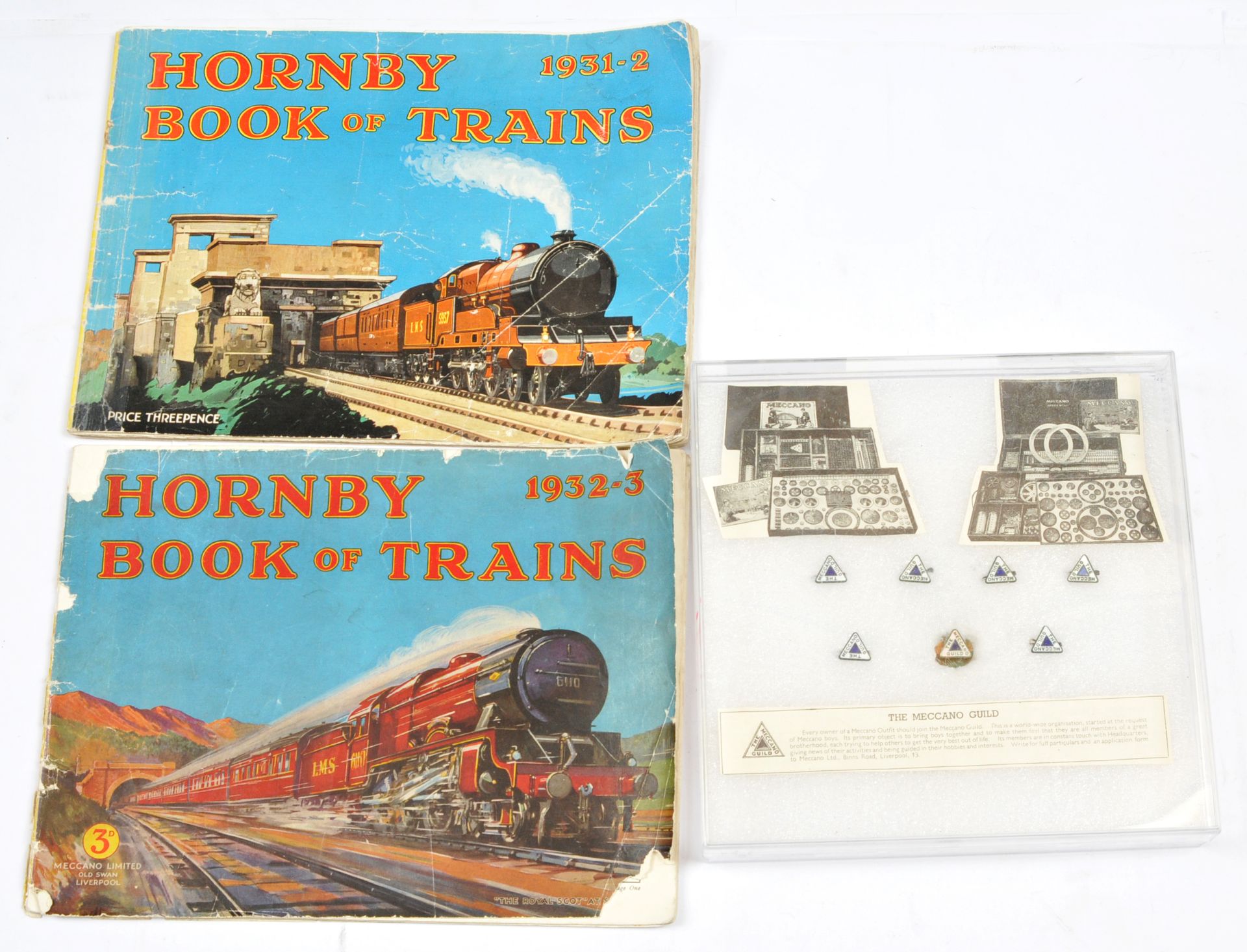 Meccano Pre War Lapel Badges & Hornby Catalogues. 