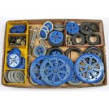 Meccano qty of tyres & wheels / pulleys. 