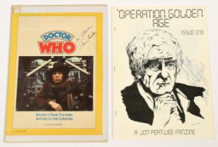 Doctor Who related Jon Pertwee and Tom Baker signed items x 2